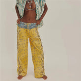 Floral High Waist Elastic 
 Palazzo Pants